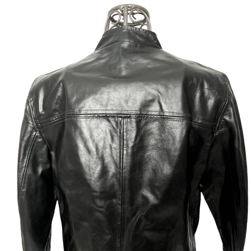 BRIGGY Vintage Vera Pelle Short Long Sleeve Mock Neck Leather Jacket Large - Picture 6 of 16